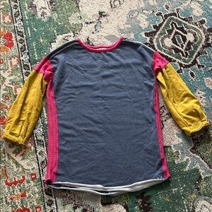 NATURAL LIFE Colorful Knit Trim Sweatshirt Dress